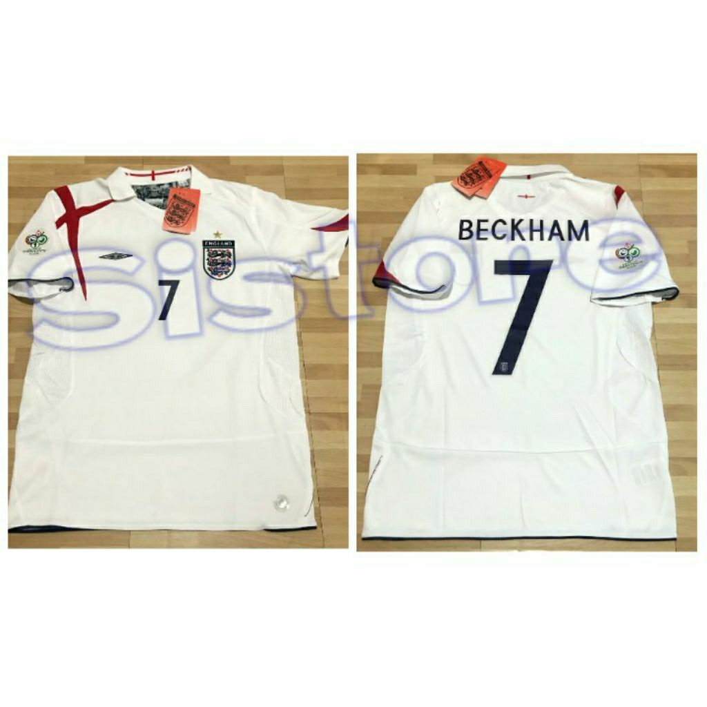 Jersey RETRO IngGErisS_ Home 2006 + Cetak Nama Nameset BECKHAM 7 / Custom suka suka Font RETRO OFFIC