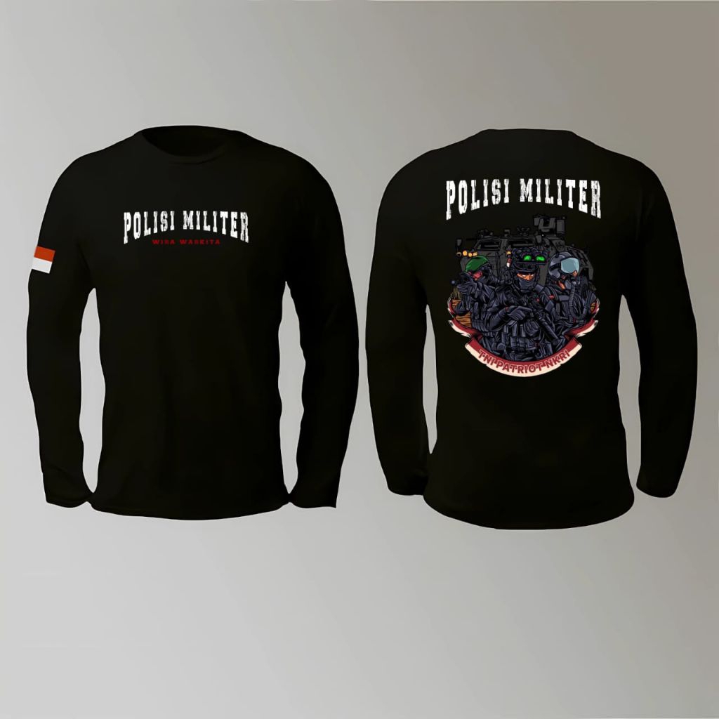 KAOS ATASAN PRIA/LAKI-LAKI DEWASA POLISI MILITER LENGAN PANJANG