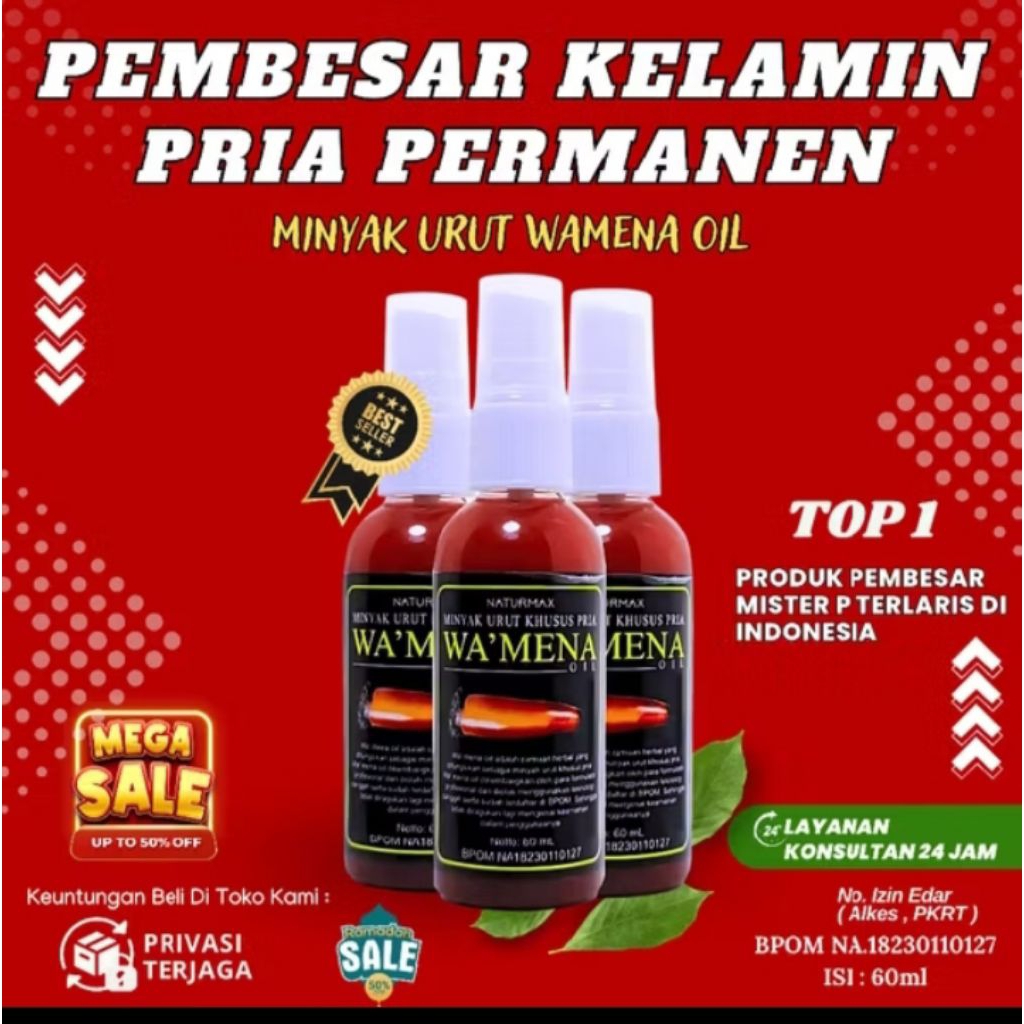 (BISA COD)WAMENA Oil minyak pembesar vit4l pria permanen 100% minyak oles pembesar Joni_obat tahan l
