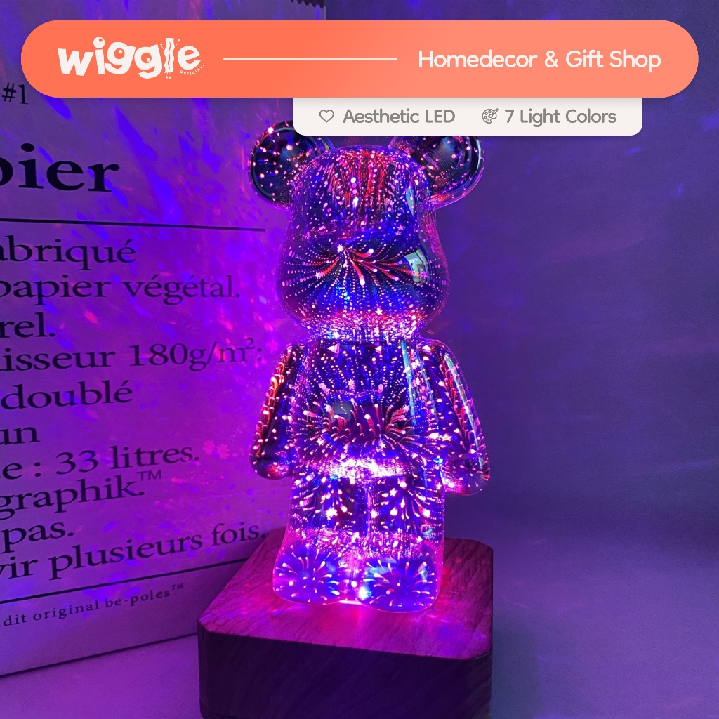 Wiggle Bear LED Lamp Lampu Tidur Firework Proyektor Hiasan Kado Unik Ornamen Hadiah Dekorasi Kamar T
