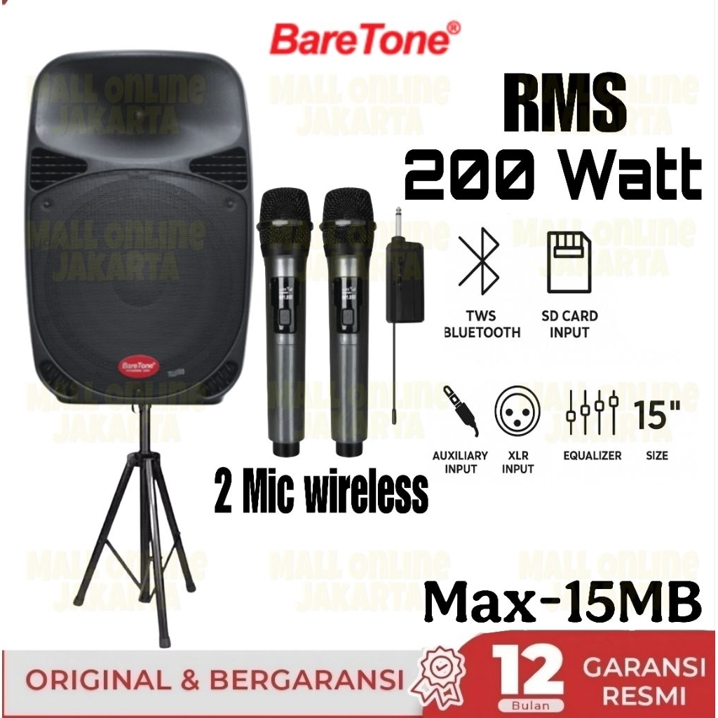 Speaker aktif baretone 15 inch max15mb bluetooth Max 15MB aktive aktif