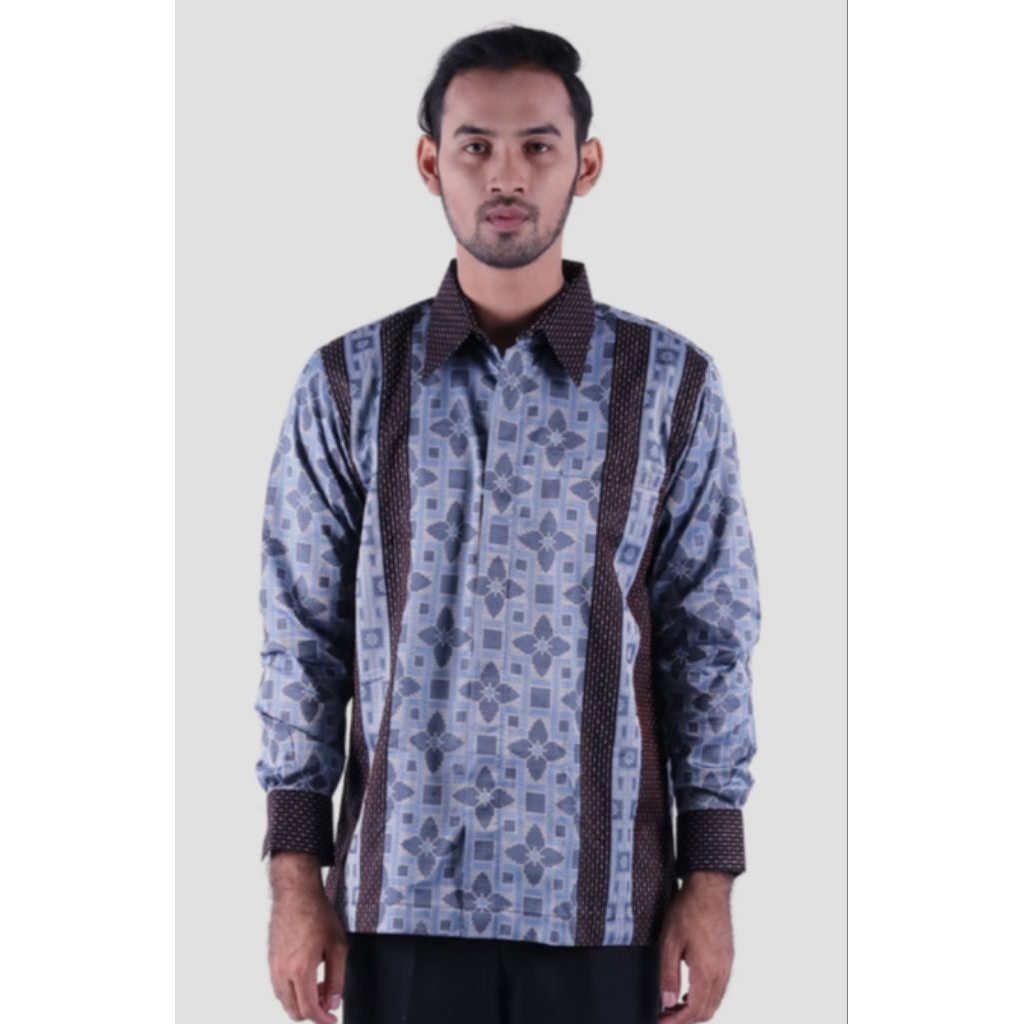 Baju Batik BHS Excellent Warna Biru Putih