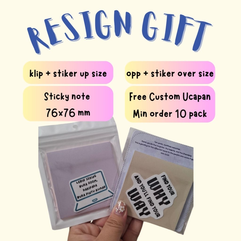 Paket Resign / Souvenir Resign / Custom Gift Resign / Custom Sticky Note Perpisahan