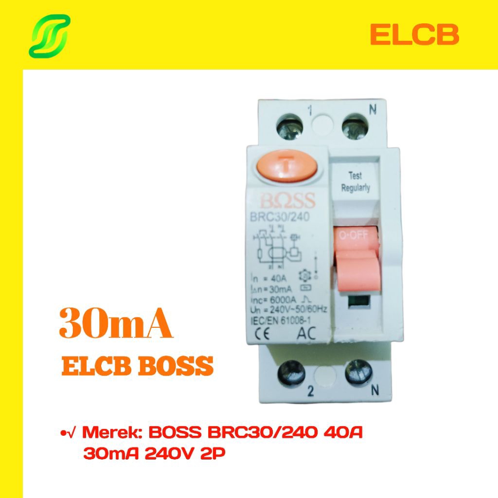 ELCB BOSS BRC30/240 40A 30mA 240V 2P second