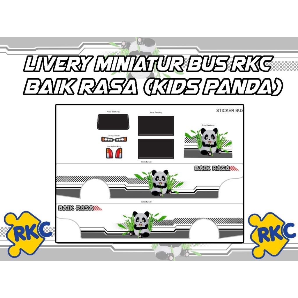 livery kids panda baik rasa, livery miniatur bus rkc, aksesoris miniatur bus rkc, livery bus rkc, mi