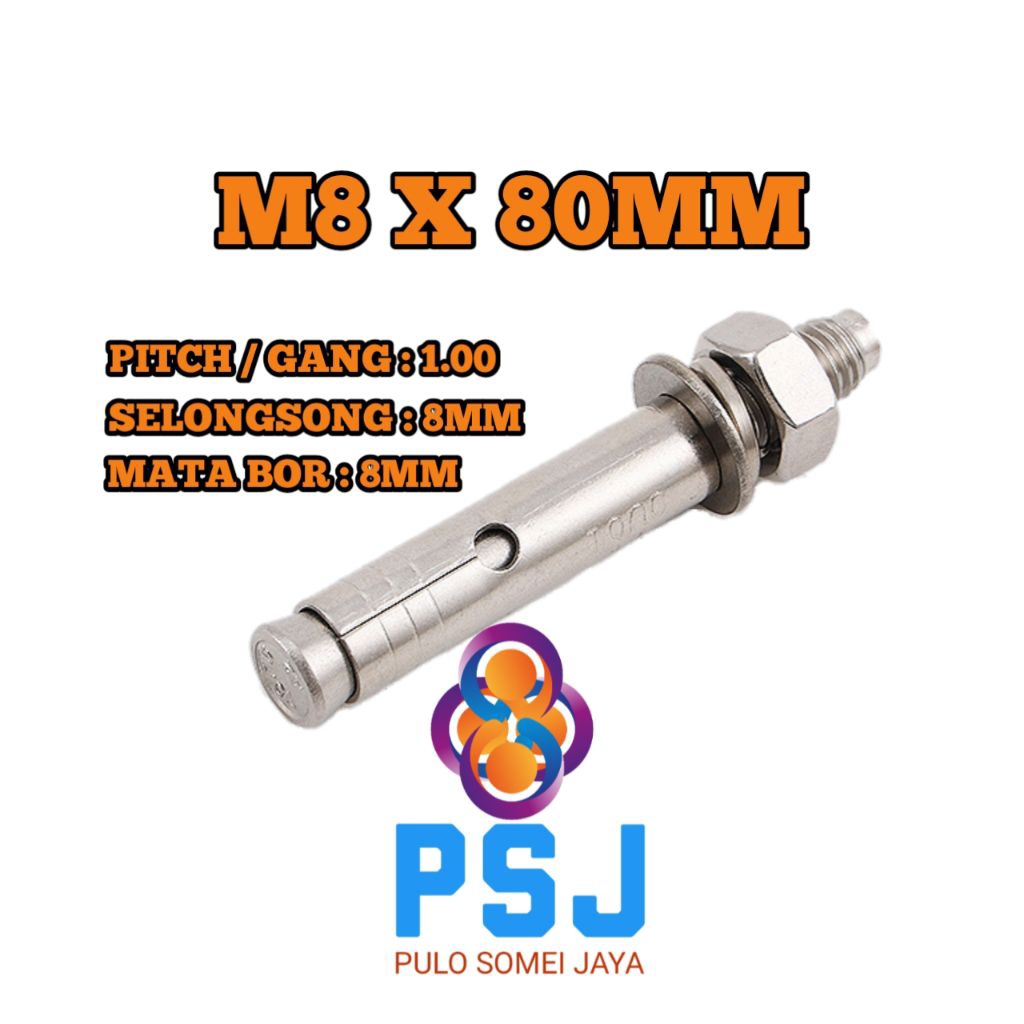 Dynabolt M8 x 80 Stainless 304 / Dynabolt Mata Bor 8MM SS 304