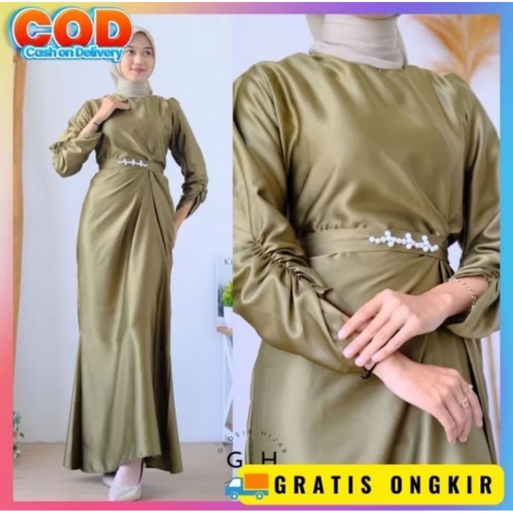 Gamis Lilli Bridesmaid Satin Gamis Kondangan Maxi Seragam Bridesmaid