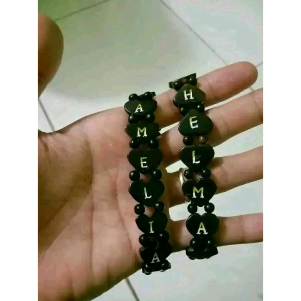 (Geratis Ukir Nama) Gelang kokka/kaoka/KAUKAH Motif Love Full Cewe