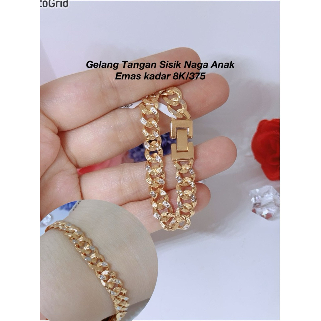 Gelang Tangan Sisik Naga Anak New Fashion Emas kadar 8K/375
