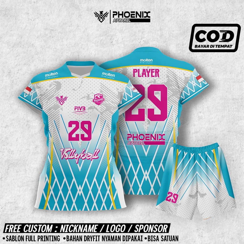 Baju Jersey Voli Putri Premium Quality 2025 Gratis pasang nama dan nomor punggung volly wanita