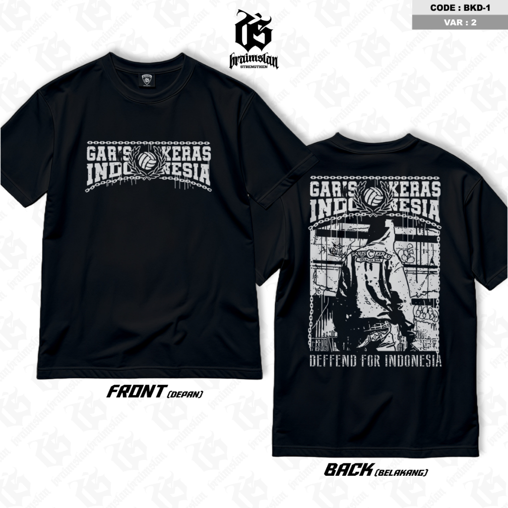 KAOS CASUAL FOOTBALL CULTURE GARIS KERAS INDONESIA STREETWEAR TSHIRT - BRAIMSLAN BKD-1 V-2 - SABLON 