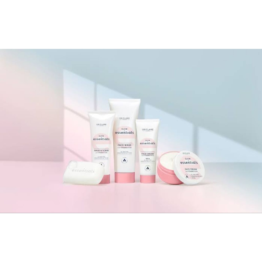 GLOW ESSENTIALS FACE WASH MASK & SCRUB HAND CREAM