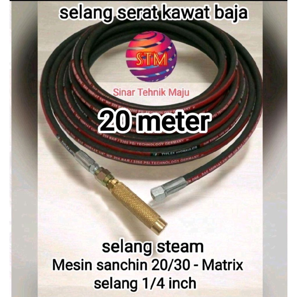 selang steam cuci motor mesin sanchin 20/30 panjang 20 meter