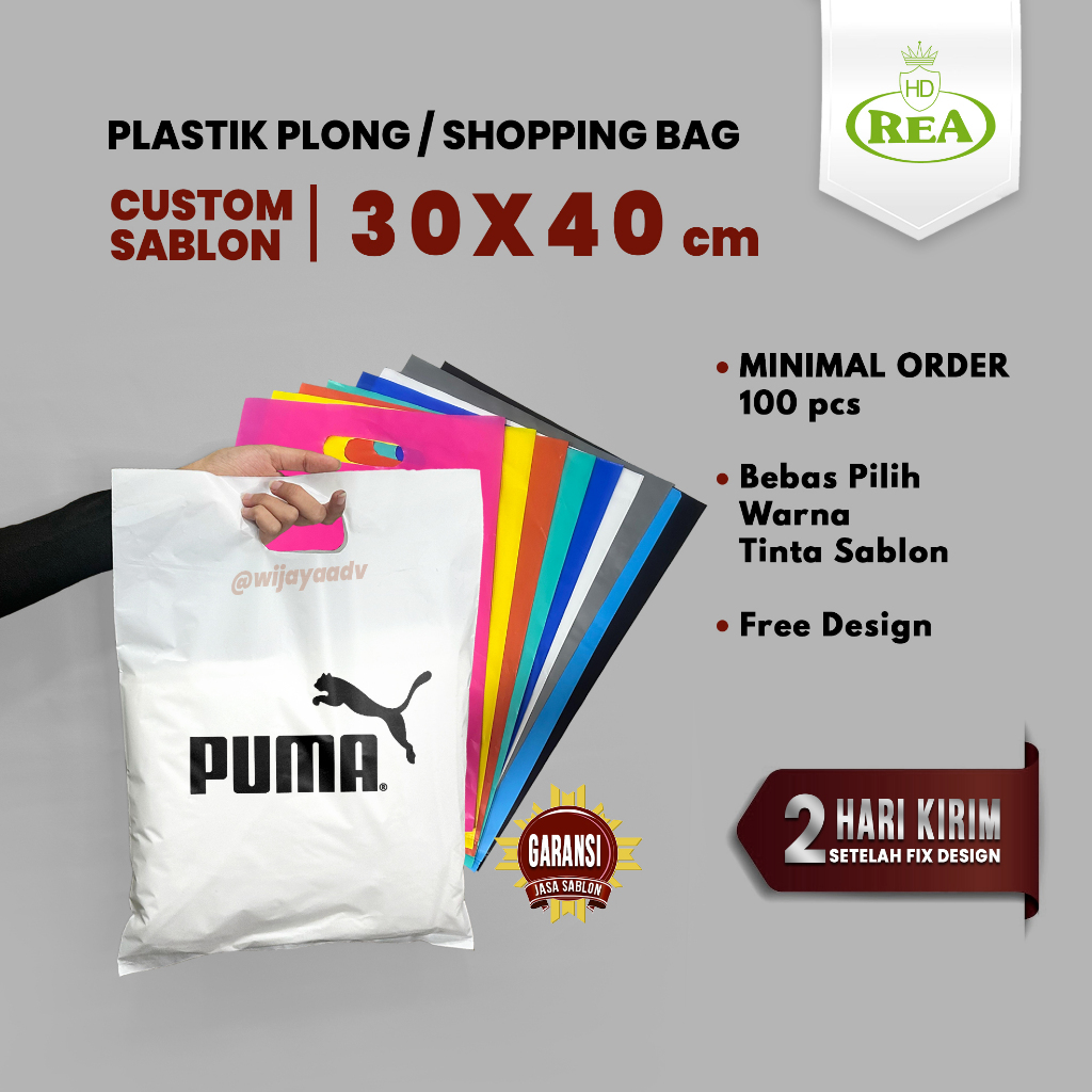 SABLON PLASTIK PLONG 30x40 CETAK LOGO KANTONG TAS KRESEK HD OLSHOP CUSTOM PREMIUM TEBAL KUAT MURAH