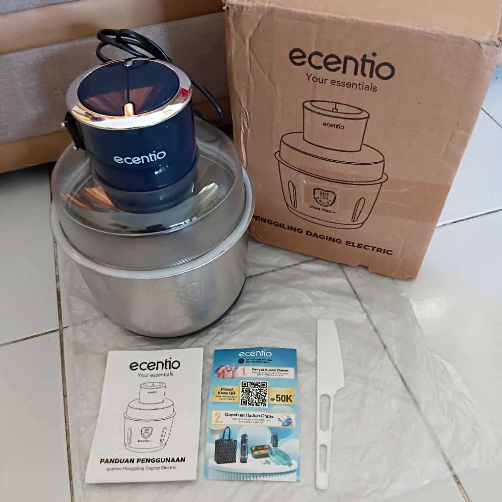 ET.Food Chopper 3L Stainless Steel Ecentio Penggiling Daging Elektrik 6 Bilah Pisau