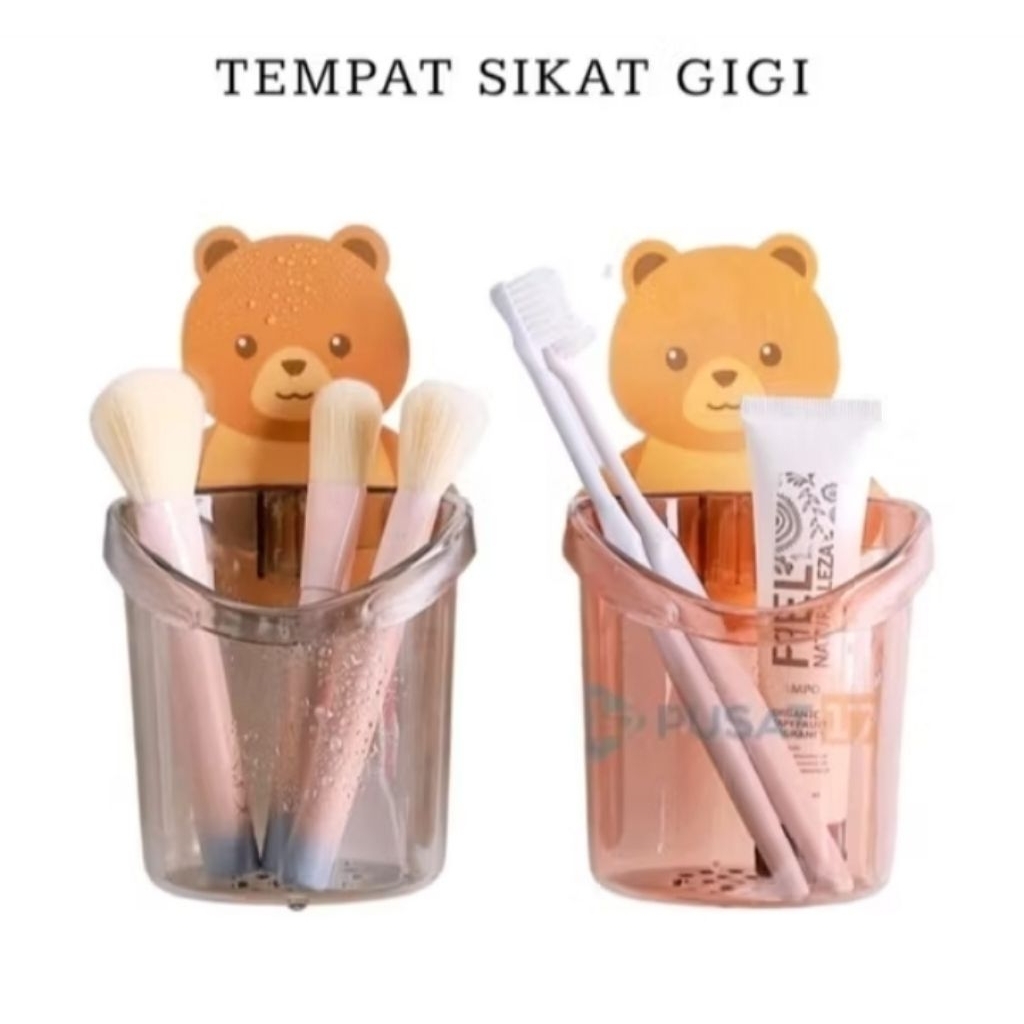 TEMPAT SIKAT GIGI Tempel Motif Beruang / Tempat Sikat Gigi Tempel dinding