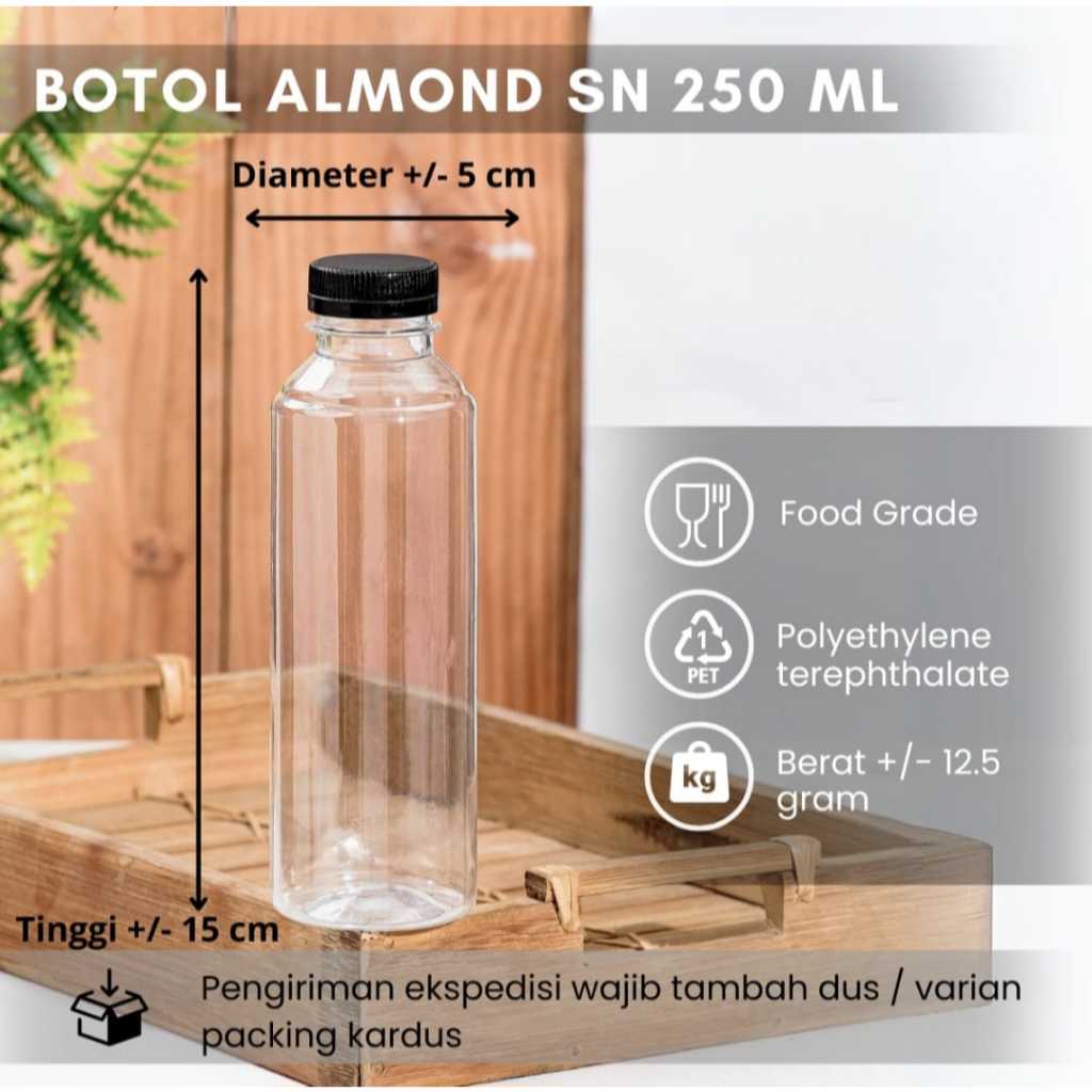 [INSTANT SAMEDAY] BOTOL ALMOND/ BOTOL SUSU/ BOTOL LIANG TEH 250ml FOOD GRADE