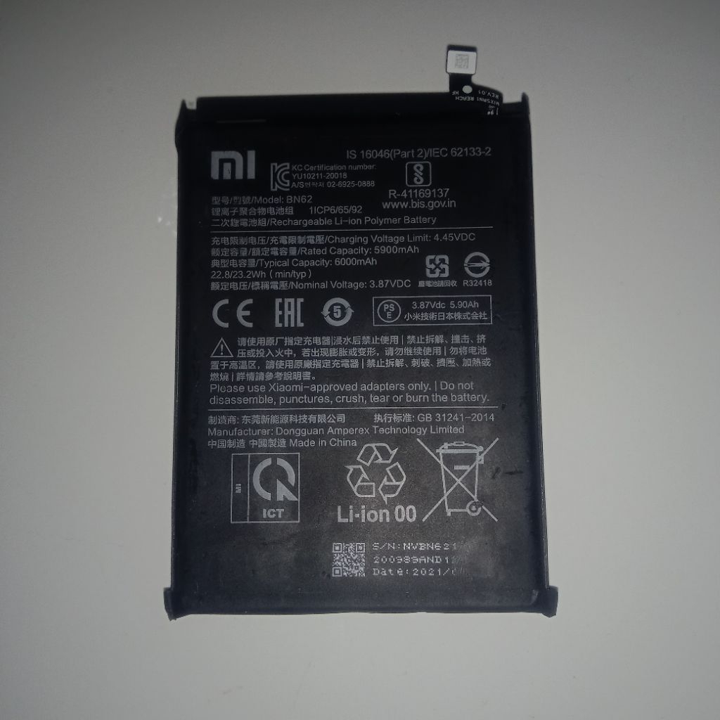 Baterai Redmi 9T Asli Copotan / Baterai Copotan / Sparepart Hp / Aksesoris Hp Copotan