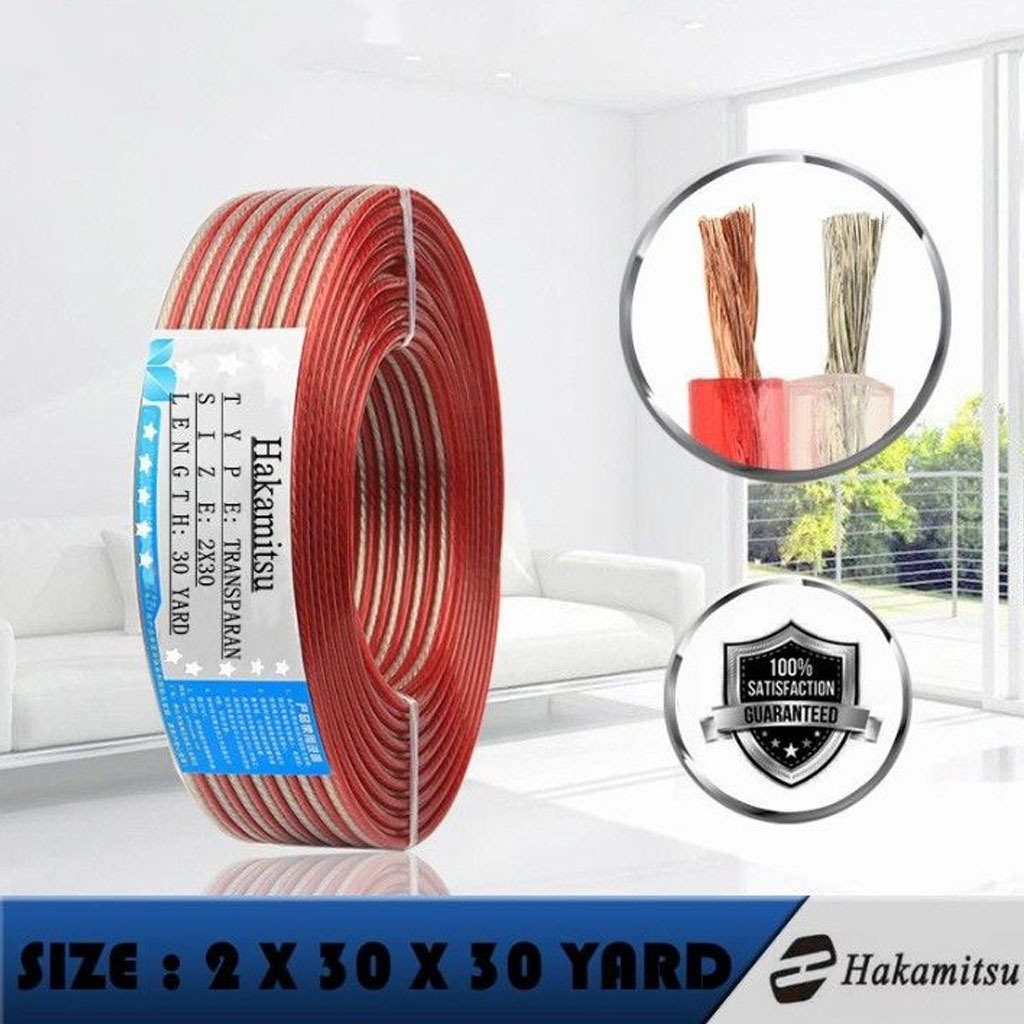 Ralali Kabel Listrik Kabel Audio Transparan 2x30 - 30Yard - Kabel Listrik Transparan Serabut 2x30 30