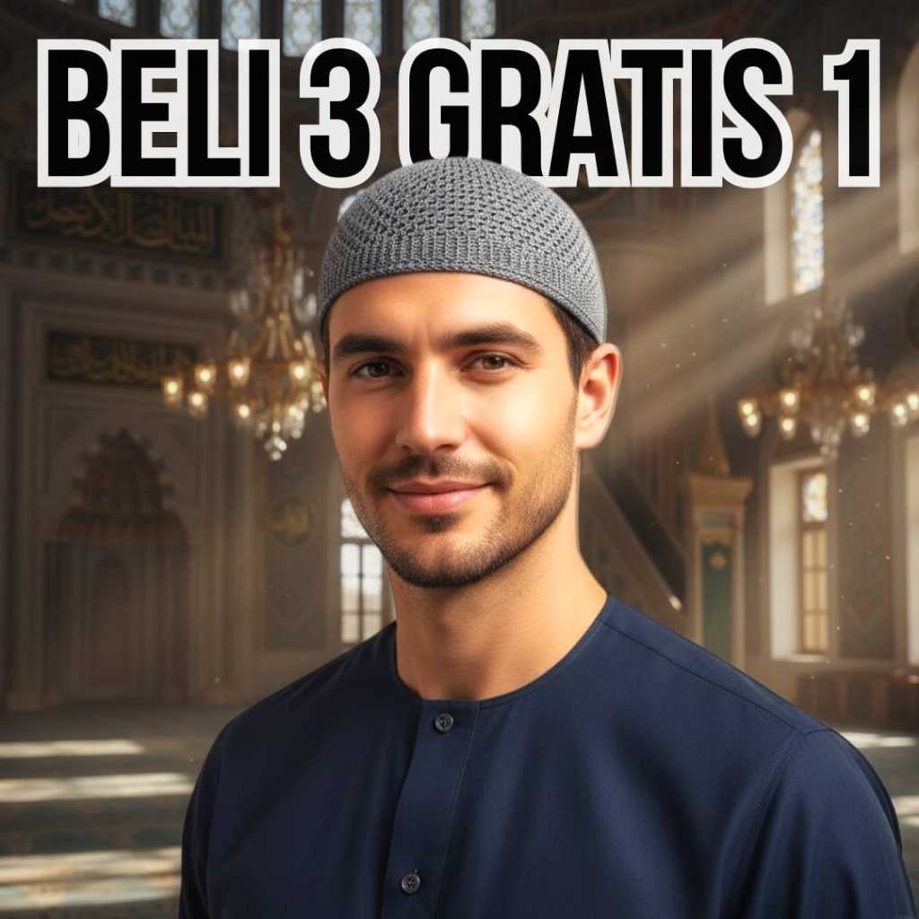 PECI RAJUT DEWASA // Kopiah Sholat Ngaji Premium // Polos Hitam Putih All Size - COD