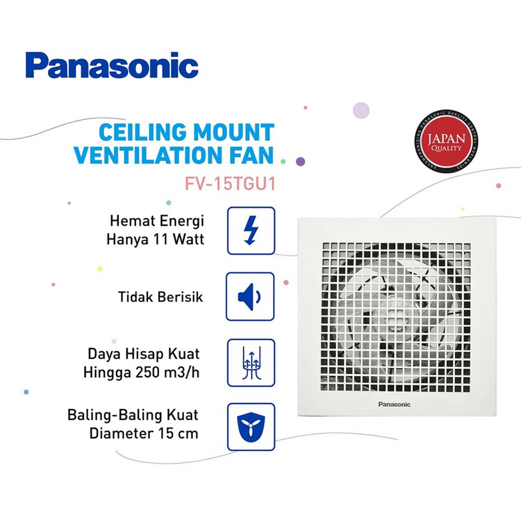 EXHAUST FAN PANASONIC 15TGU5 - EXHAUST PLAFON PANASONIC 6 INCH - PANASONIC CEILING PLAFON 6 INCH - E