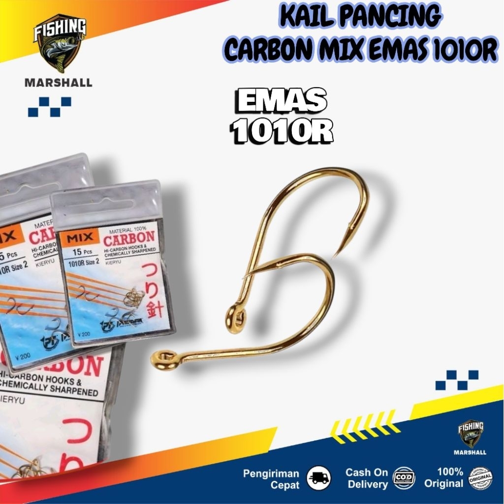 Mata Kail Pancing Carbon Mix Emas Kuning 1010R