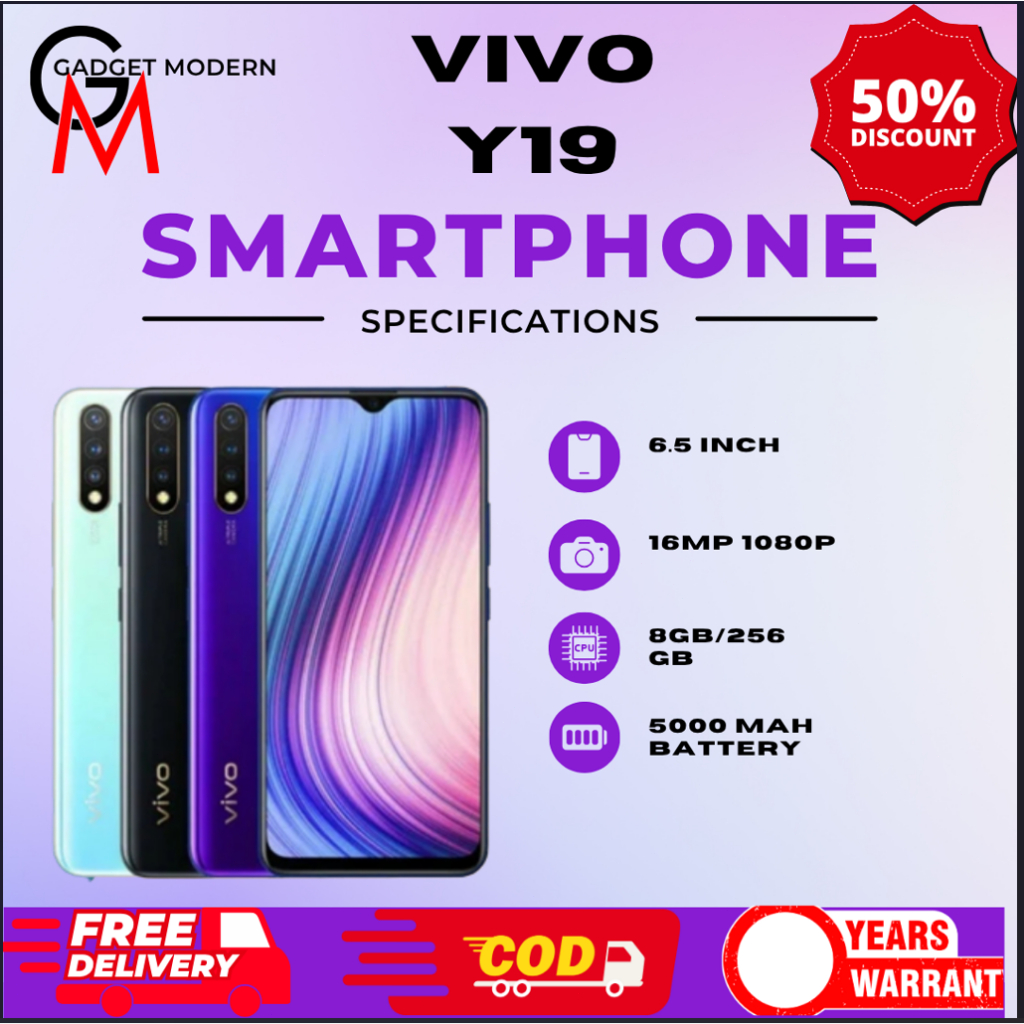 HP SMARTPHONE VIVO Y19 RAM 8/256GB GARANSI 12 BULAN FULLSET