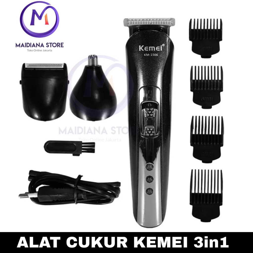 Alat Cukur Rambut Cas Kemei KM 1506 3 In 1 / Hair Clipper Kemei / Mesin Cukur Rambut Kemei