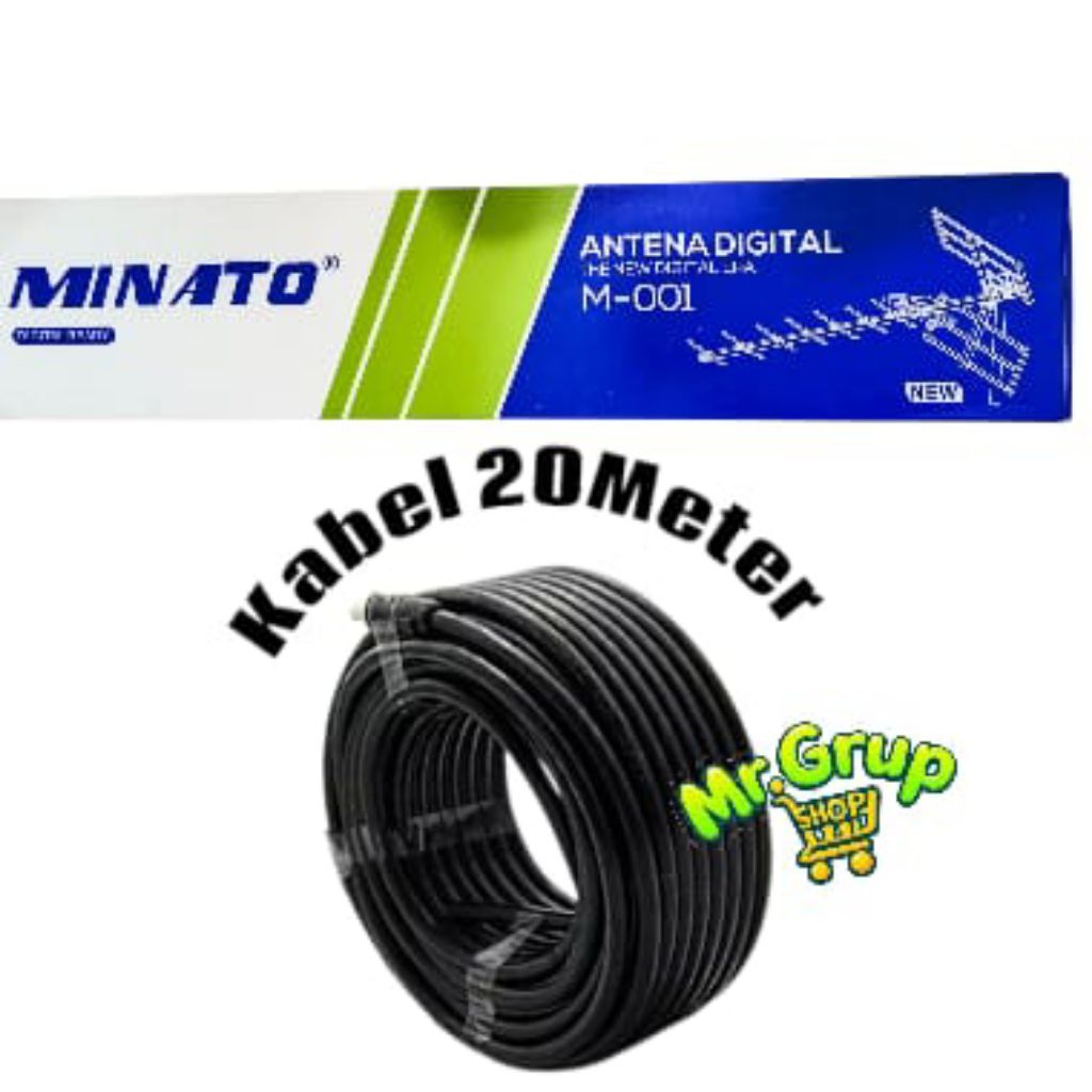 MINATO M-001 ANTENA TV DIGITAL LUAR RUANGAN KABEL 10M/15M/20METER ANTENA TV OUTDOOR
