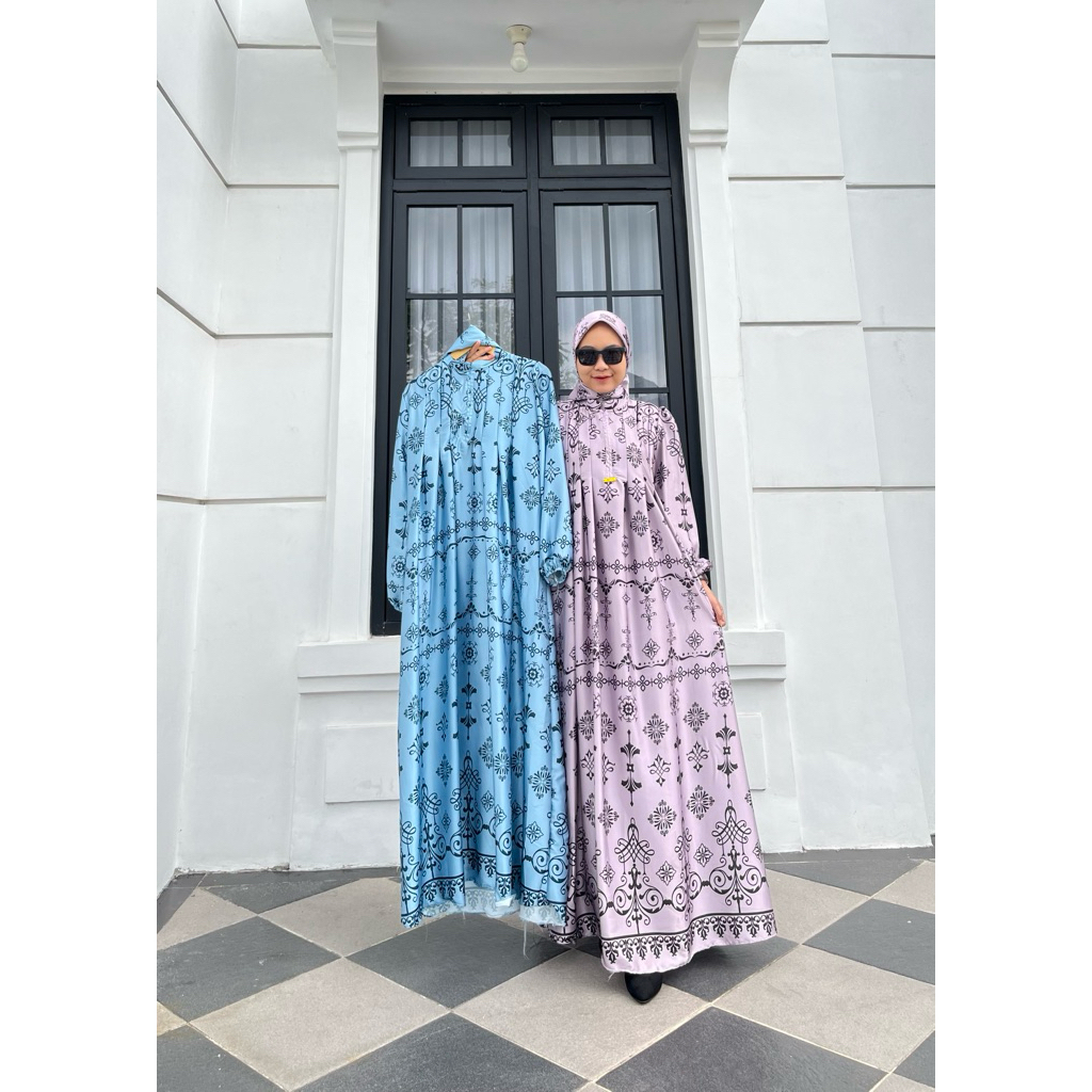 Gamis armany silk motif KG GARIS DADA set hijabb