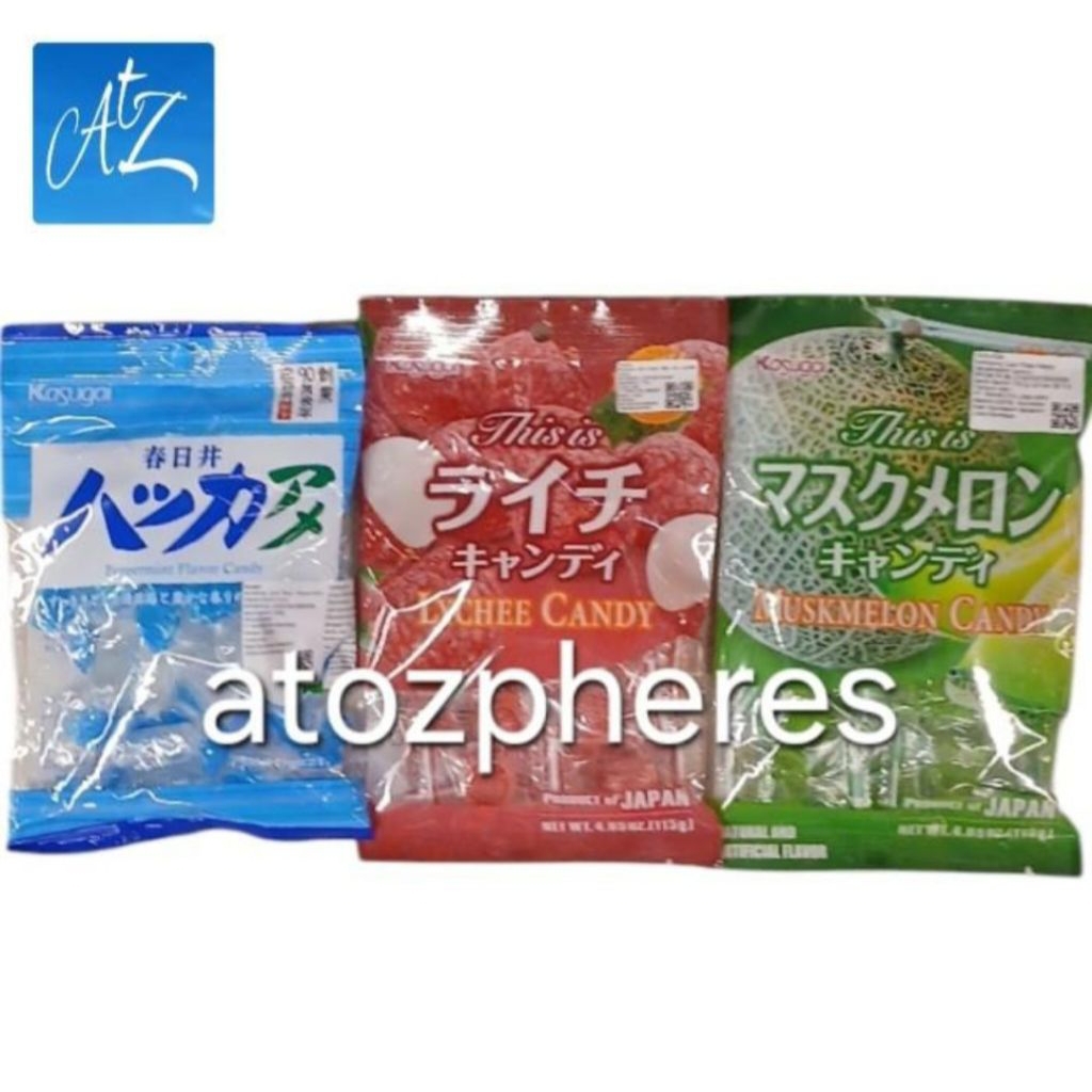 Permen kembang gula keras rasa leci melon mint Jepang Japan Kasugai Lychee Muskmelon bag 115g Pepper