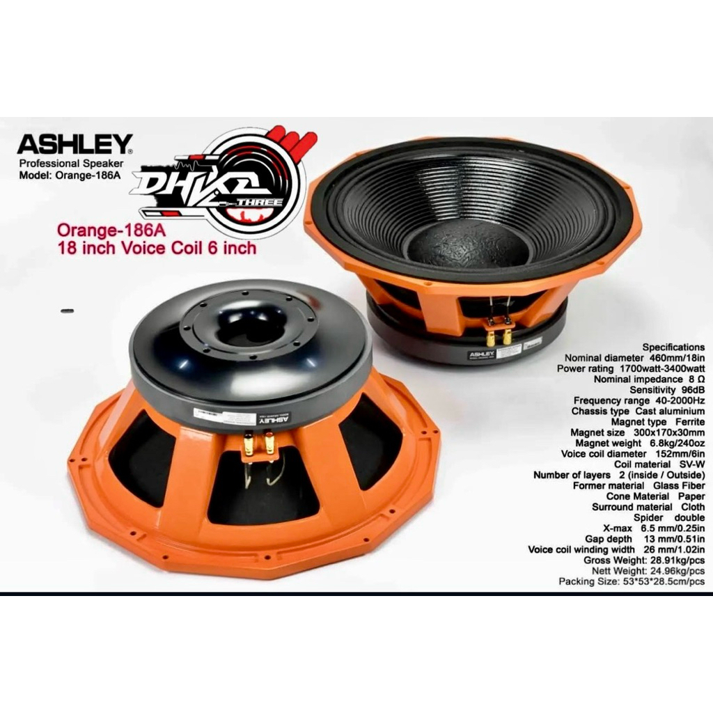 SPEAKER ASHLEY ORANGE 186A COIL 6 inch / Speaker Ashley Orange 186a Vc 6 inch / speaker ashley orang
