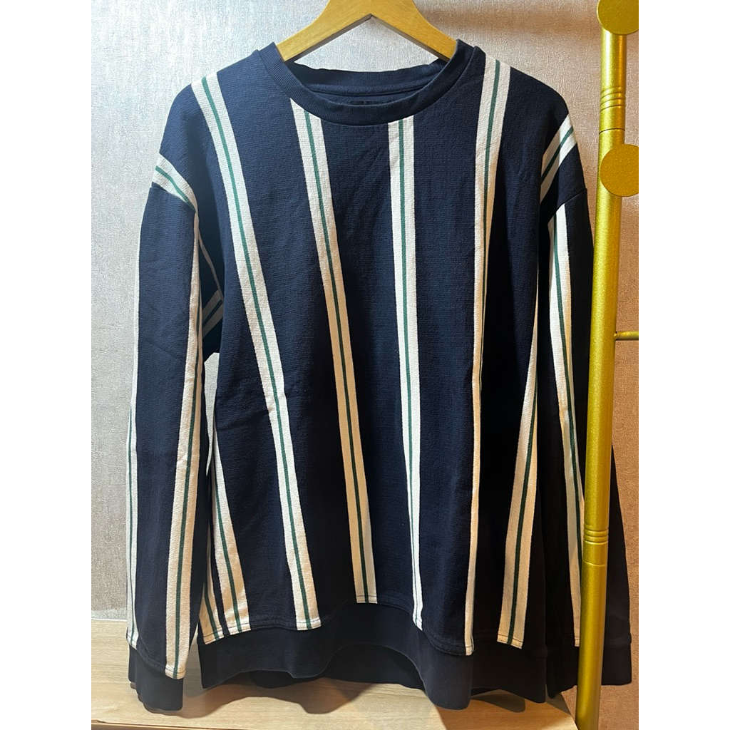 Sweater Pria Zara Men’s Navy Stripes Sweatshirt Murah