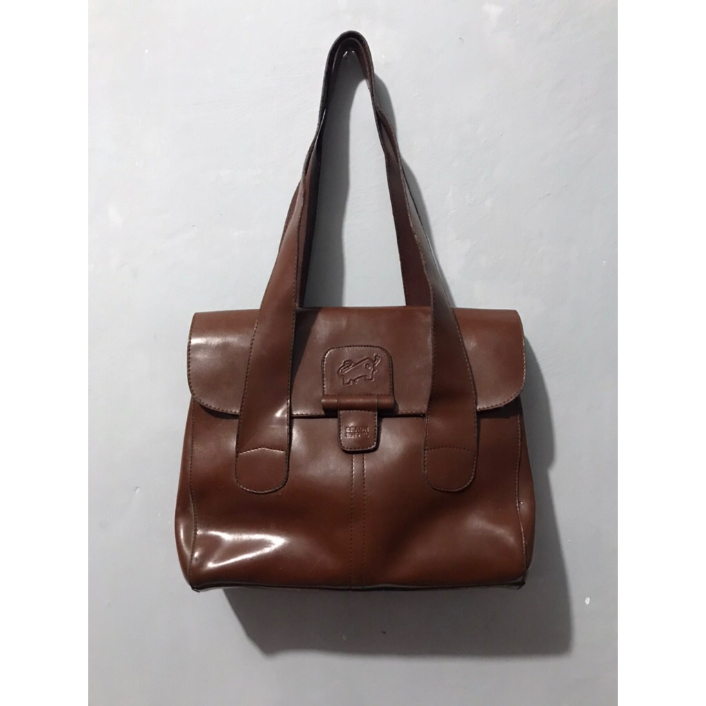 tas wanita braun buffel leather vintage second