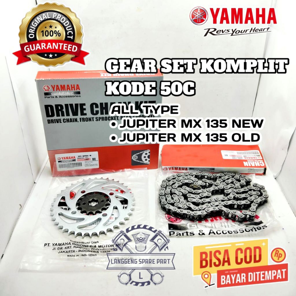 50C GEAR SET,ORIGINAL YAMAHA,GEAR SET JUPITER MX 135 NEW,GEAR SET JUPITER MX 135 OLD,GEAR SET JUPITE