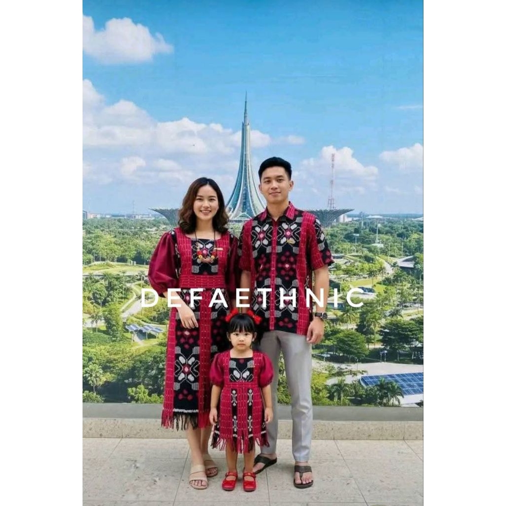 dress tenun wanita- tunik tenun wanita lengan panjang