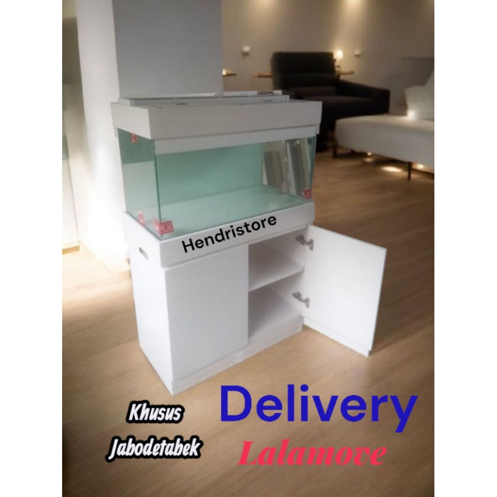 cabinet 1 set aquarium 60cm SD 120cm (JABODETABEK) +tutup aquarium +filter talang  (khusus JABODETAB