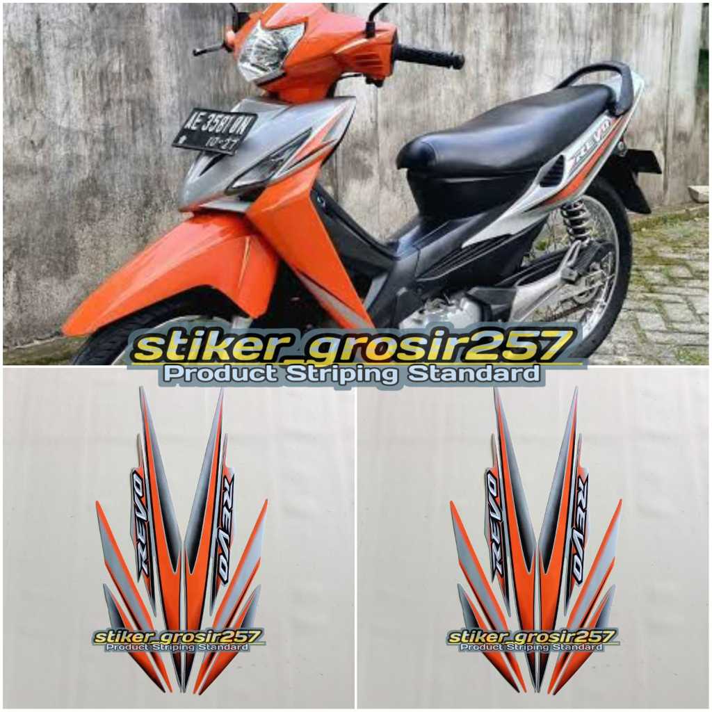 STIKER STRIPING LIS BODY MOTOR HONDA REVO LAMA 2007 2008 JARI-JARI WARNA SILVER ORANGE
