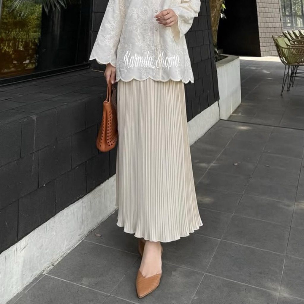 Rok BB Span Panjang / Rok BB wavy Pola Gelombang / Rok span wanita