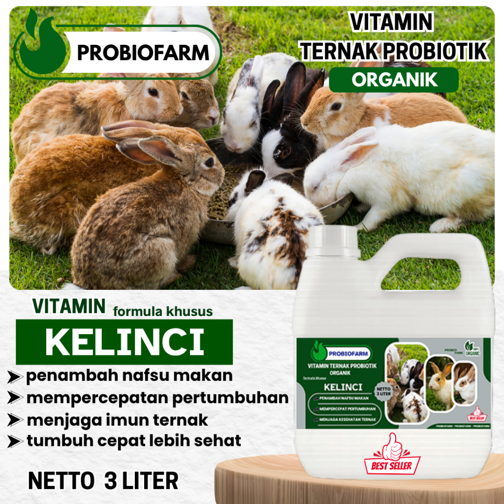 PROBIOFARM Vitamin Probiotik Vitamin Suplemen Kelinci Hias Anggora Fuzzy Lop Holland Netherland Dwar