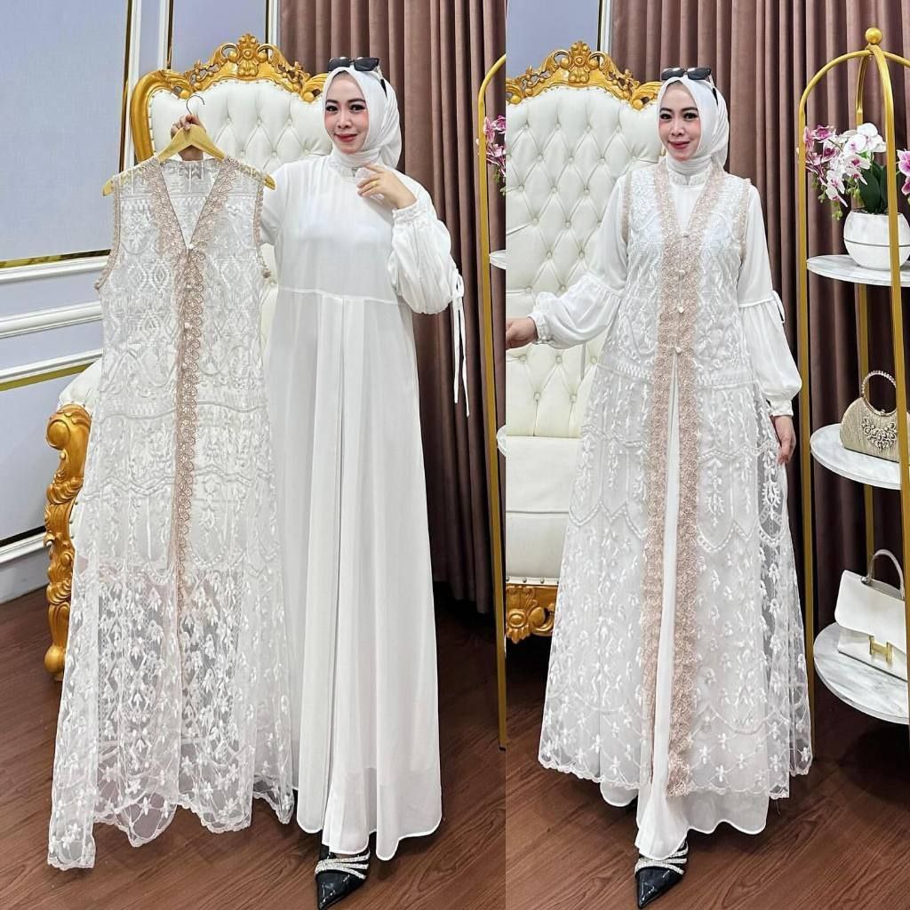 Gamis Naura Mewah, Gamis Brukat Terbaru Dress Pesta Kekinian Baju Gamis Wanita Brukat Dress Cantik