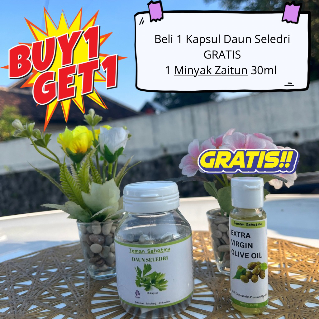 Kapsul Serbuk Daun Seledri Original 100% Murni GRATIS Minyak Zaitun