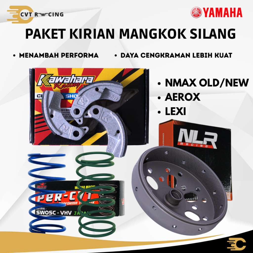 Paket Mangkok Ganda Silang + Kampas Kawahara + Per CVT BRT – Tarikan Enteng, Anti Gredek – Mio / Var