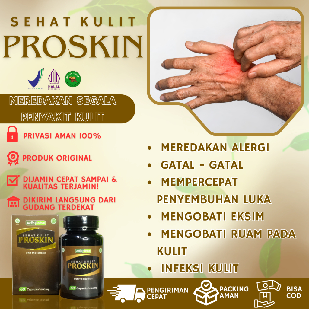 Proskin Isi 60 Kapsul - Obat Gatal - Panuan - Ruam - Obat Herbal Multikhasiat - BPOM & HALAL MUI