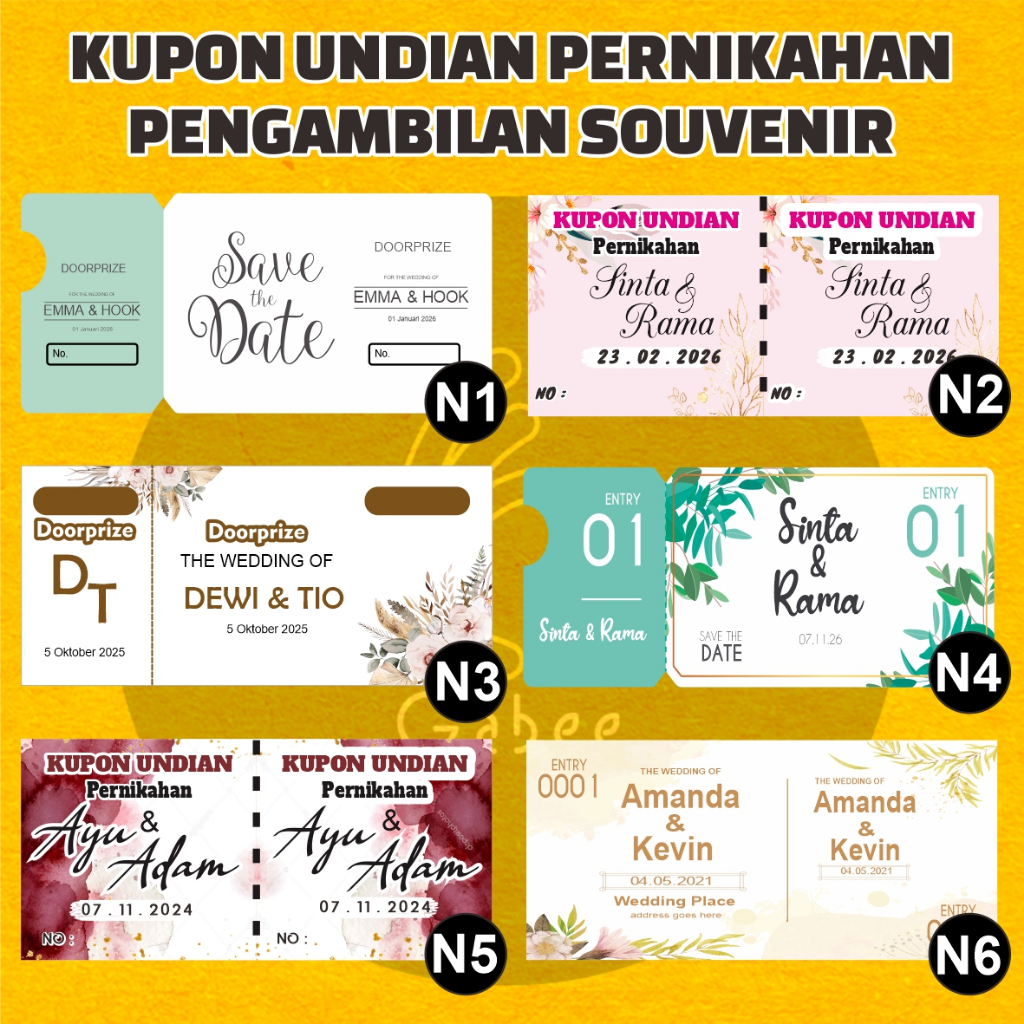 KUPON UNDIAN PERNIKAHAN / KUPON WEDDING / KUPON PENGAMBILAN SOUVENIR