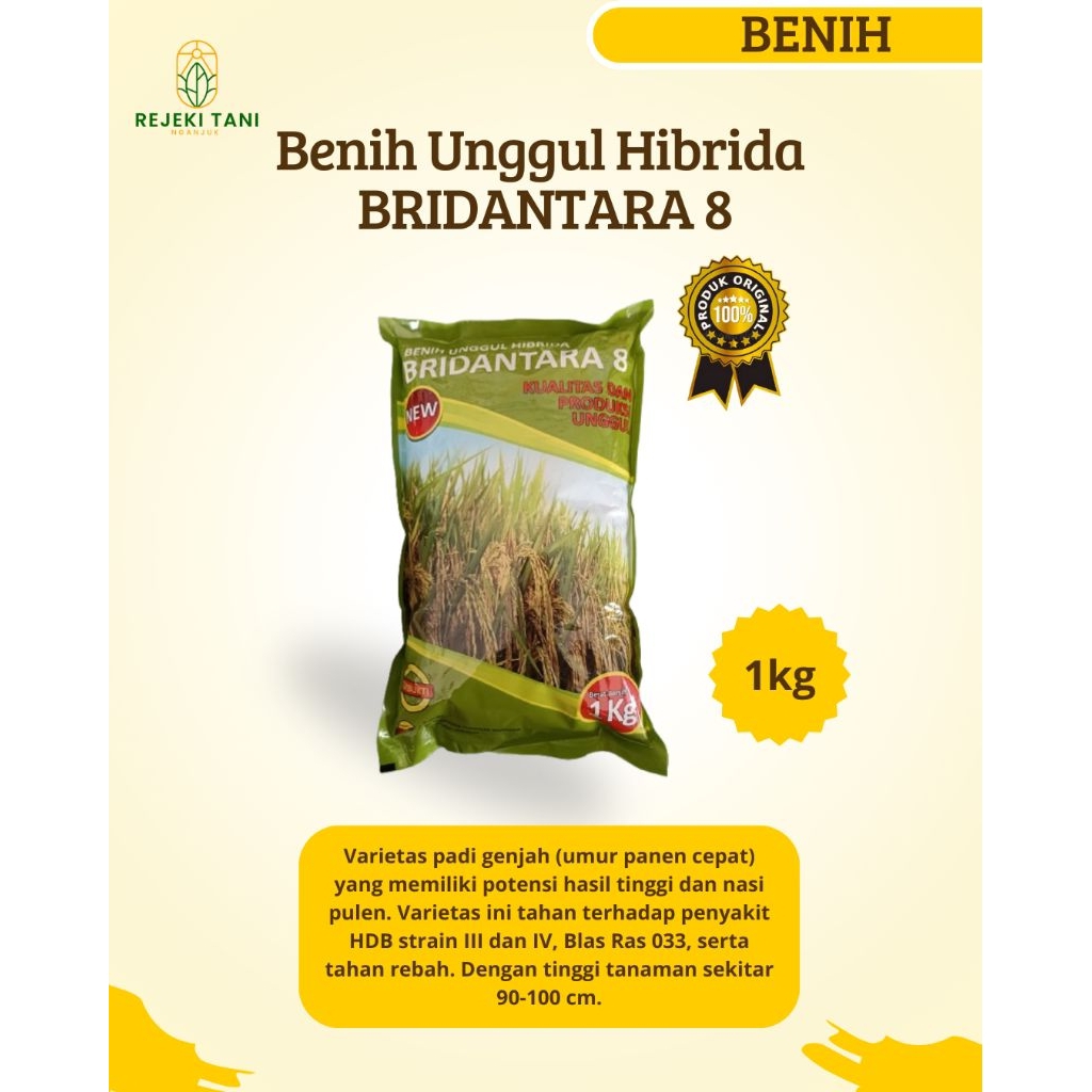 Padi Hibrida Bridantara 8-1kg|Padi Hibrida|Original 100%