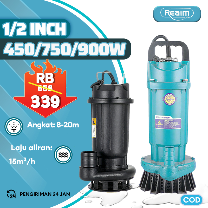 REAIM Pompa air Pompa Celup Air 450W/750W/900W Stainless Steel pompa Pompa Air Listrik