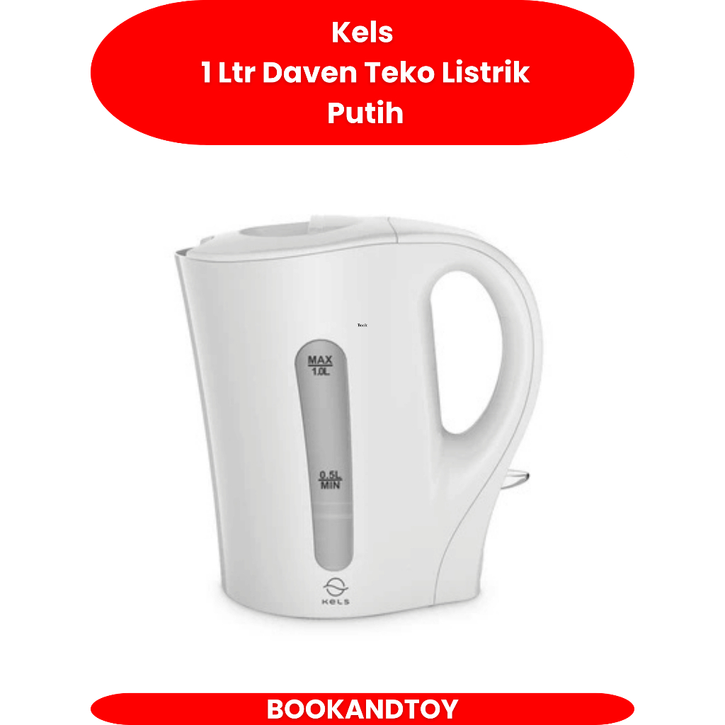 Daven Water Kettle White Kels 1 Ltr Daven Teko Listrik Putih