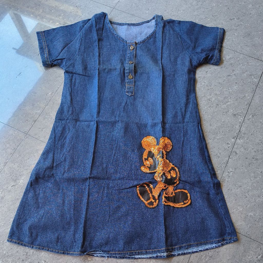 preloved kolpri dress jeans biru mickey