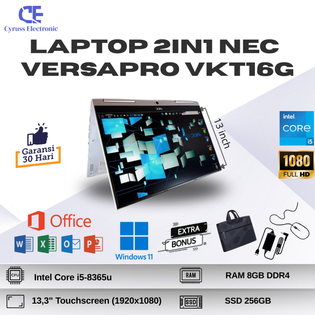 Laptop Nec 2in1 Versapro VKT16G Intel Core i5 Gen 8 RAM 8GB SSD 256GB 13" Touchscreen Second-Bergara
